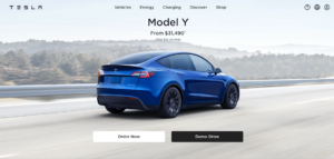 Tesla's homepage
