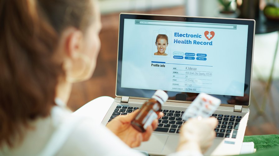 A woman checking her Healthcare Patient Portals