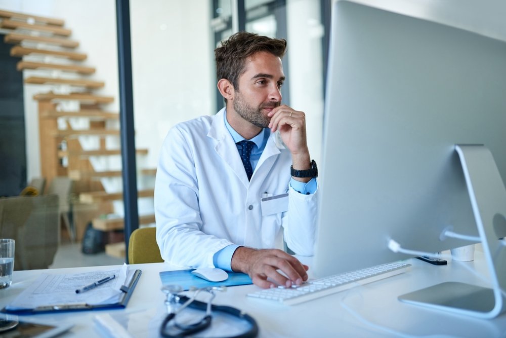 Doctor going through his Healthcare website features